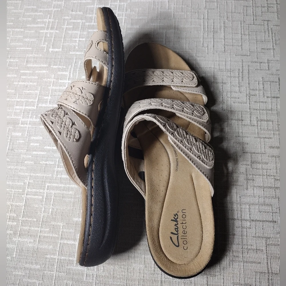 Clarks Laurieann Cove in Sand Leather 9.5 Adjustable Straps Ultimate Comfort - Picture 4 of 6